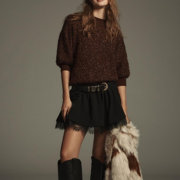 Anthropologie Maeve The Violetta Short-Sleeve Tinsel Sweater - Picture 3 of 4